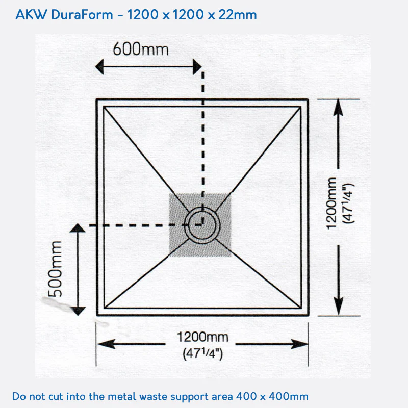 AKW DuraForm Wet Room Shower Tray Former Kit for TILED Floors: 1200 x 1200 x 22mm - Image 3