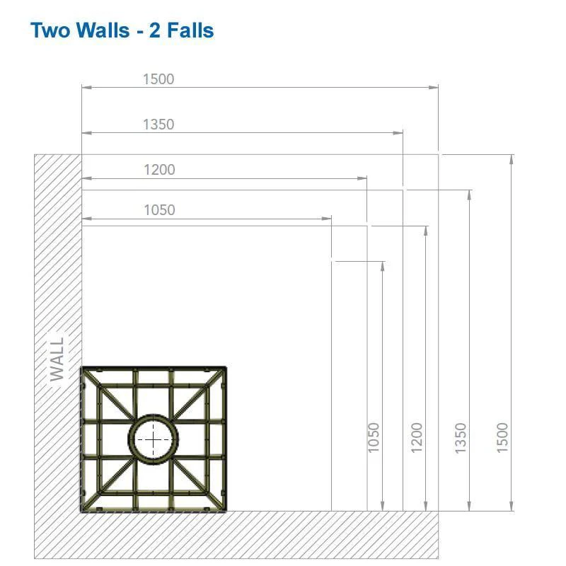 Impey Aqua Grade Wet Room Floor Former - 1350mm x 1350mm - 2 Falls - Image 2