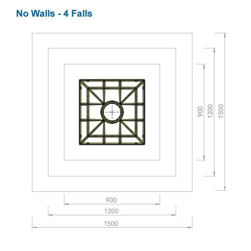 Impey Aqua Grade Wet Room Floor Former - 1500mm x 1500mm - 4 Falls - Image 2