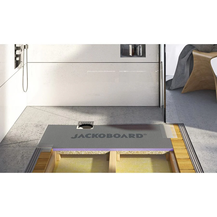 Jackoboard Aqua Flat Wet Room Walk In Shower Tray & Drain - OFFSET DRAIN - 1200 x 900 x 20mm - Image 4