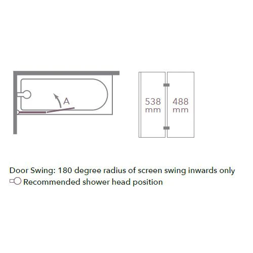 Merlyn 6mm 2 Panel Folding Bath Screen - MB13 - Image 2