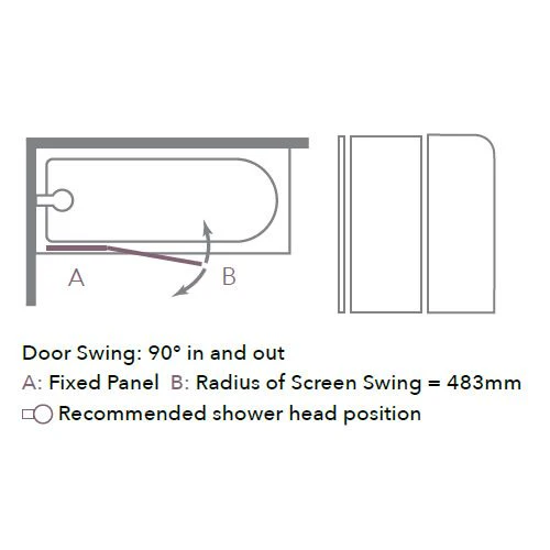 Merlyn 6mm 2 Panel Folding Curved Bath Screen - MB3A - Image 2