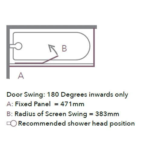 Merlyn 6mm 2 Panel Hinged Bath Screen - MB3C - Image 2