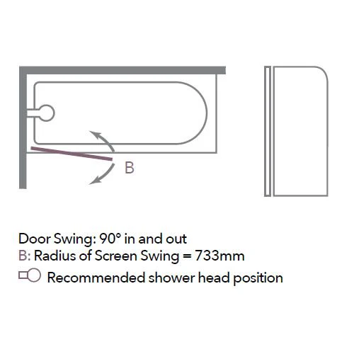 Merlyn 6mm Single Panel Hinged Curved Bath Screen - MB1 - Image 3