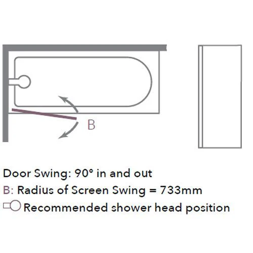 Merlyn 6mm Single Panel Hinged Square Bath Screen - MB2 - Image 2