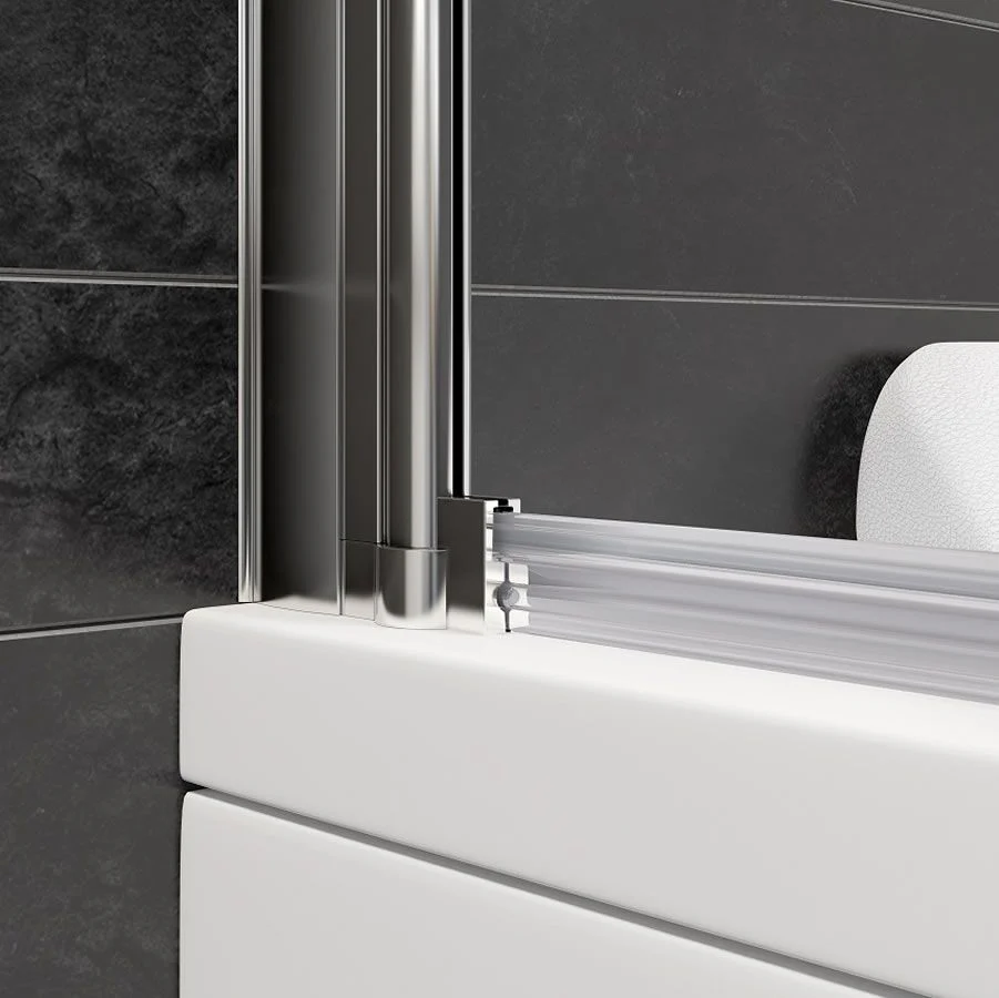 Merlyn 6mm Single Panel Hinged Square Bath Screen with Towel Rail - MB2T - Image 3