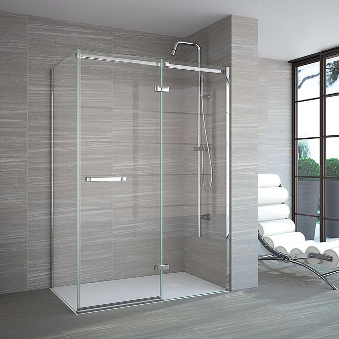 Merlyn 8 Series Frameless Hinged Shower Door & Inline Panel with Side Panel