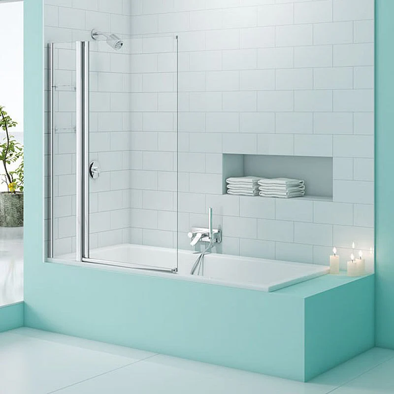 Merlyn SecureSeal Single Panel Bath Screen with Fixed Panel & Shelves