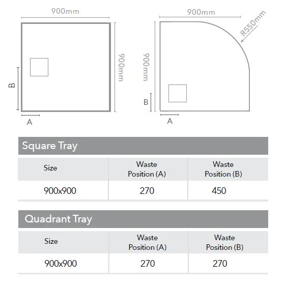 Merlyn Truestone Textured Shower Tray Quadrant - 900 x 900 x 30mm - Image 3