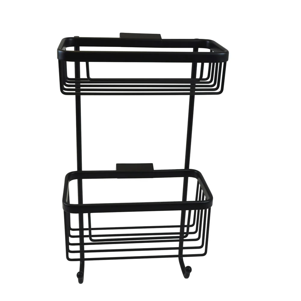 Roman Double Rectangular Hanging Shower Basket with Hooks - Image 2