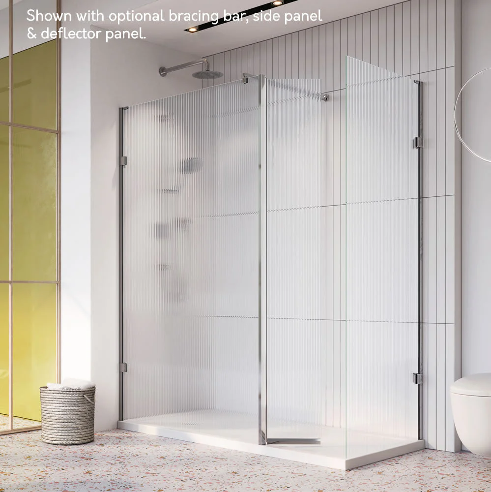 Roman Liberty Wetroom Panel with Fluted Glass: 1100mm - Various Finish's - Image 4