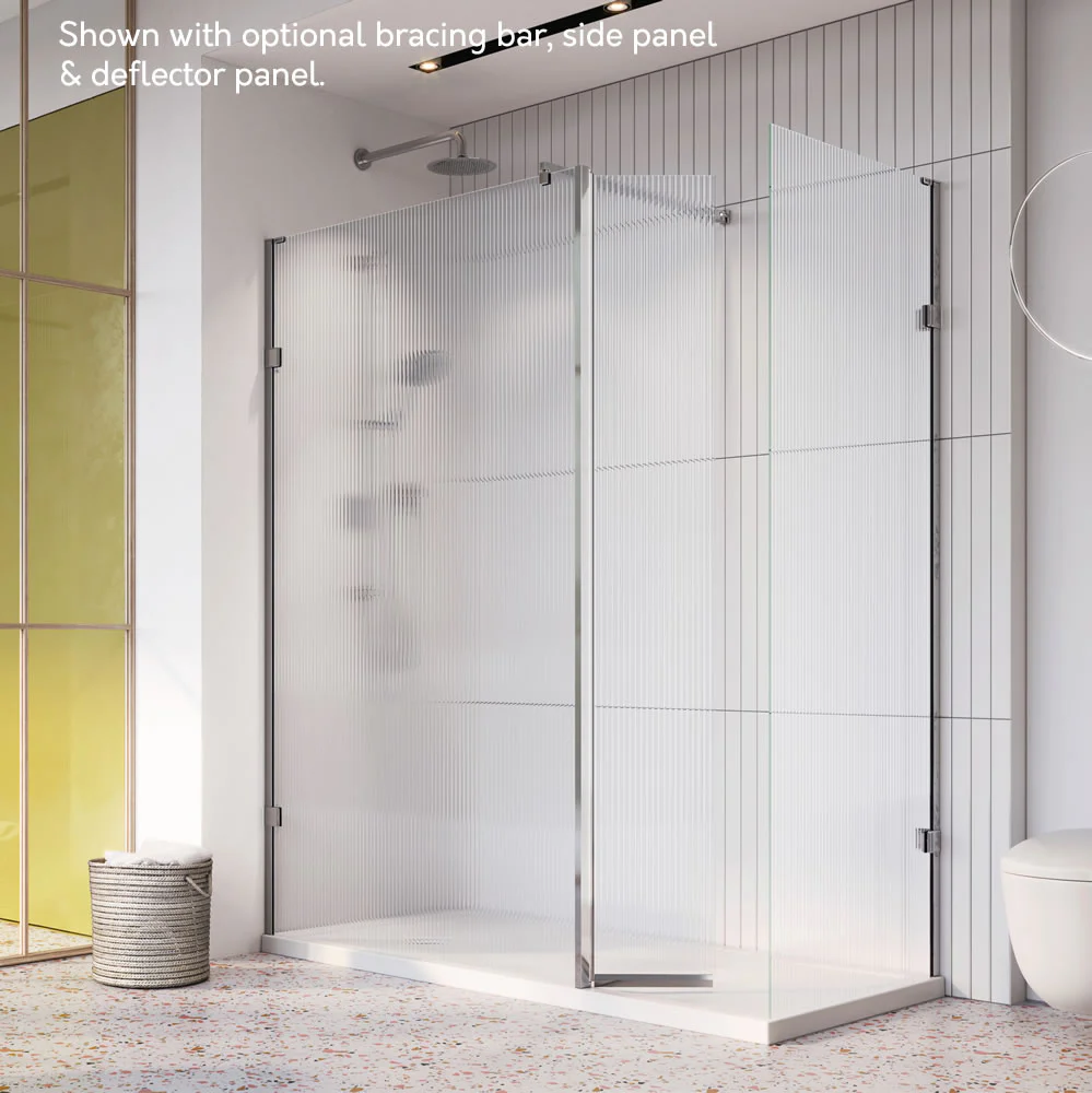 Roman Liberty Wetroom Panel with Fluted Glass: 800mm - Various Finish's - Image 4