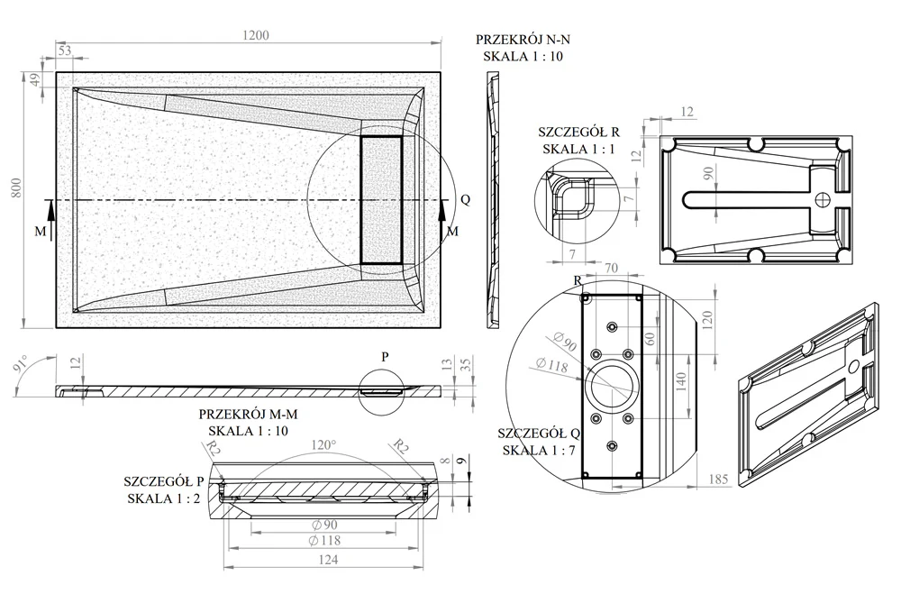 Roman Stone Solid Surface Infinity Slate Effect Shower Tray - 1200 x 800 x 35mm - Image 5