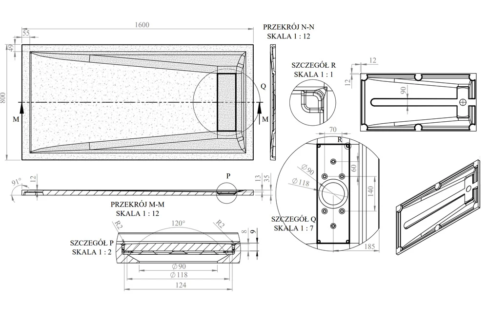 Roman Stone Solid Surface Infinity Slate Effect Shower Tray - 1600 x 800 x 35mm - Image 5