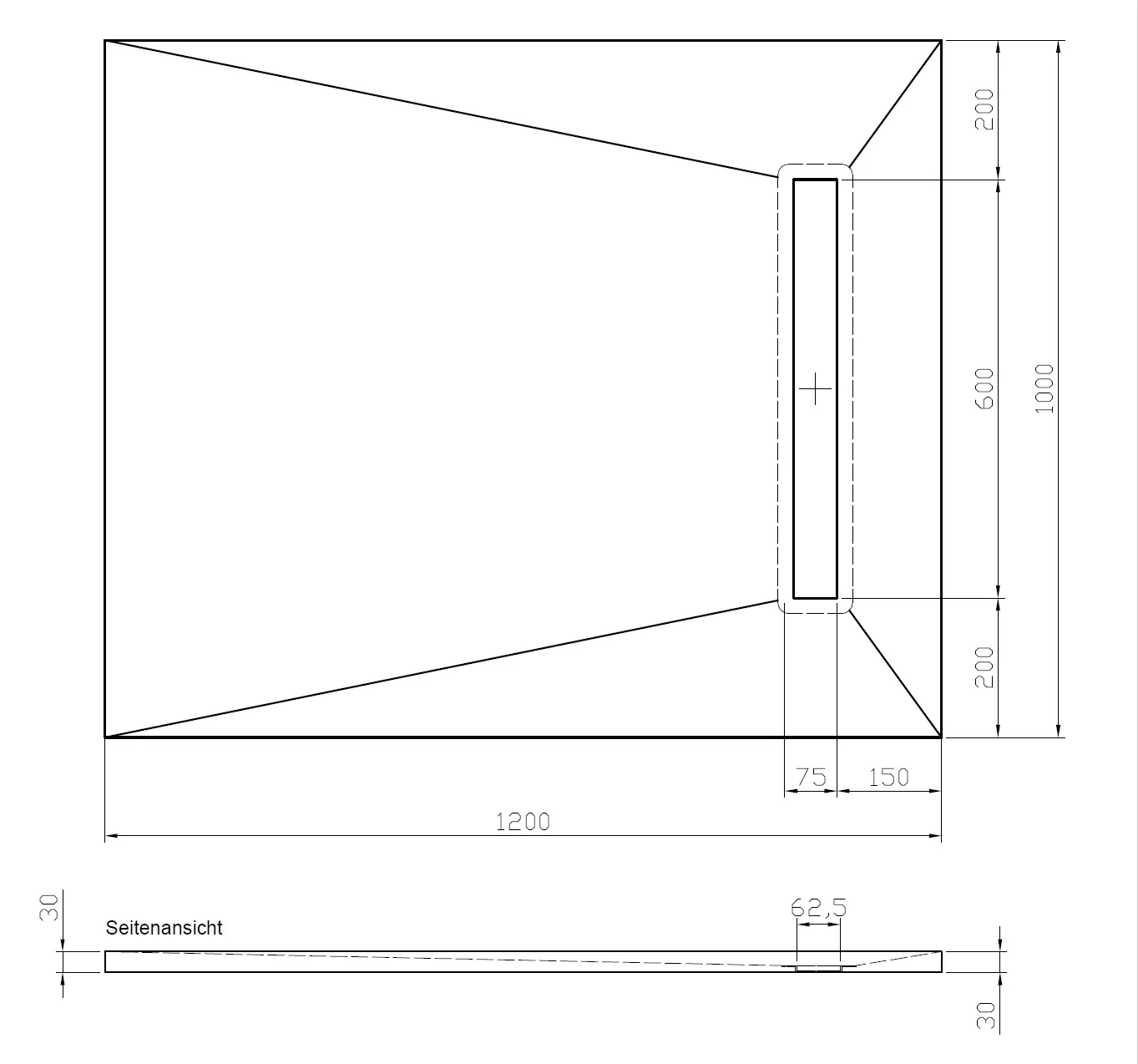 WetBase® Linear Universal Wet Room Walk In Shower Tray with Reversible Cover - 1200 x 1000 x 30mm - Image 5