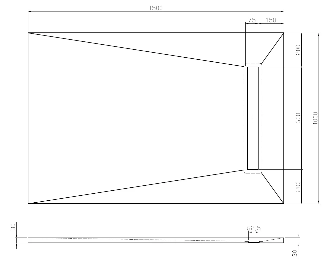 WetBase® Linear Universal Wet Room Walk In Shower Tray with Reversible Cover - 1500 x 1000 x 30mm - Image 4